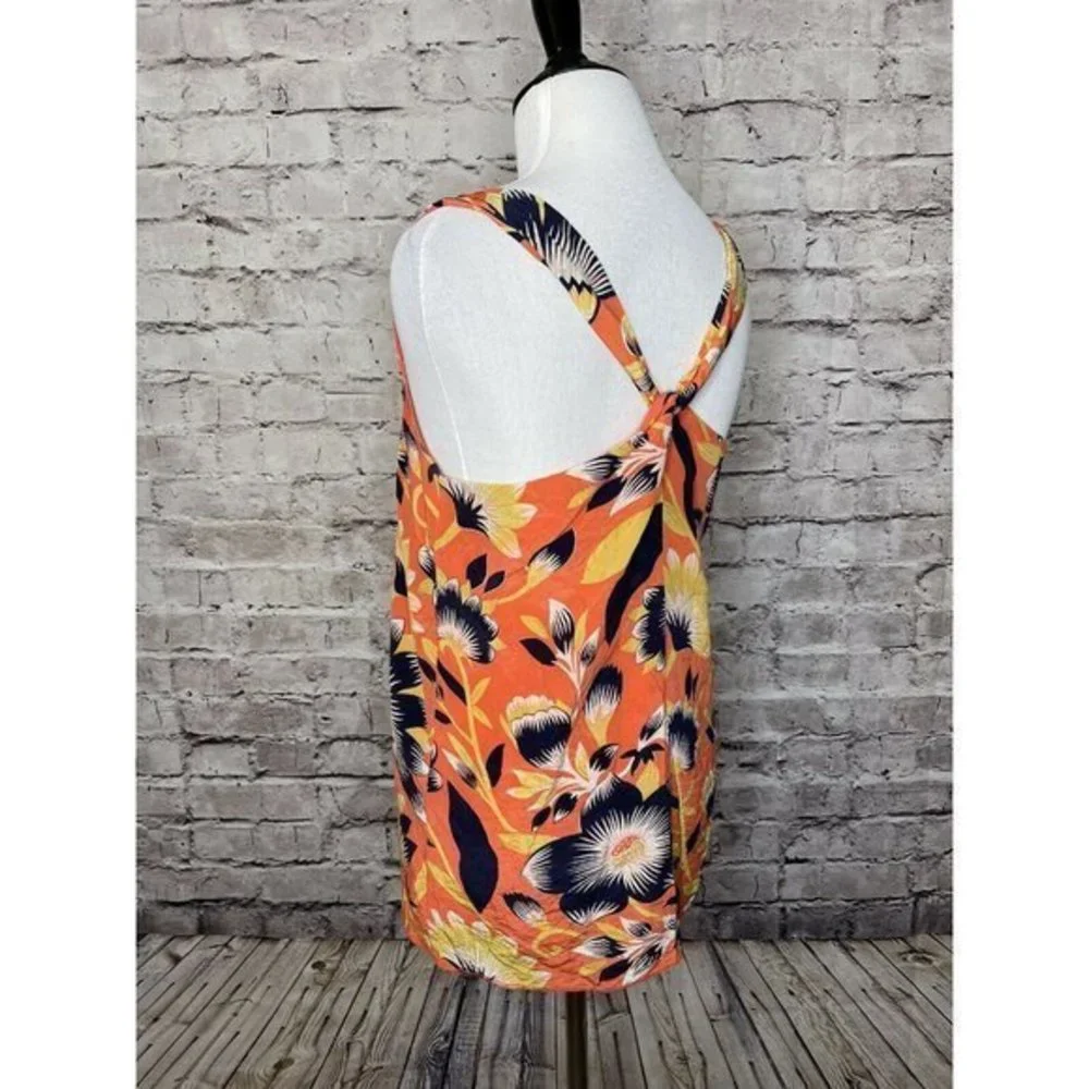 J Crew A7488‎ Hibiscus Floral Twist Back Top